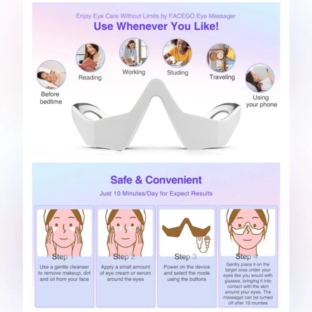 Under Eyes Red Light Massager Glasses Microcurrent Beauty Device